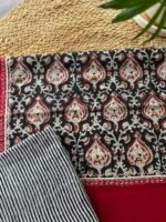 COTTON TOP WITH NECK WORK AND LINEN DUPATTA - Image 4
