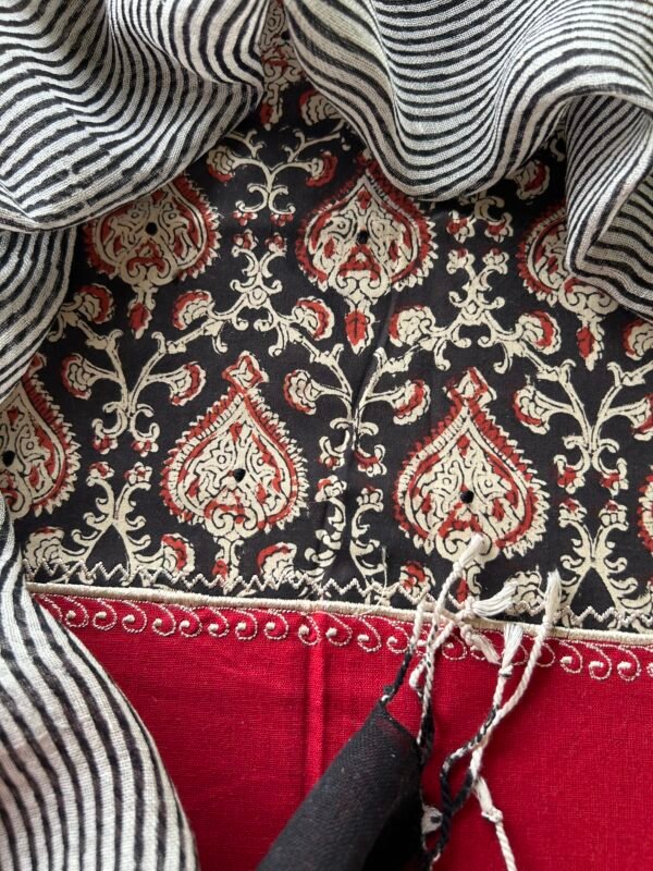IMG_4920 COTTON TOP WITH NECK WORK AND LINEN DUPATTA - Image 3
