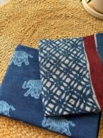 INDIGO HAND BLOCK PRINTED TOP AND LINEN DUPATTA - Image 5