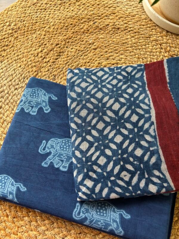 IMG_4942 INDIGO HAND BLOCK PRINTED TOP AND LINEN DUPATTA - Image 5
