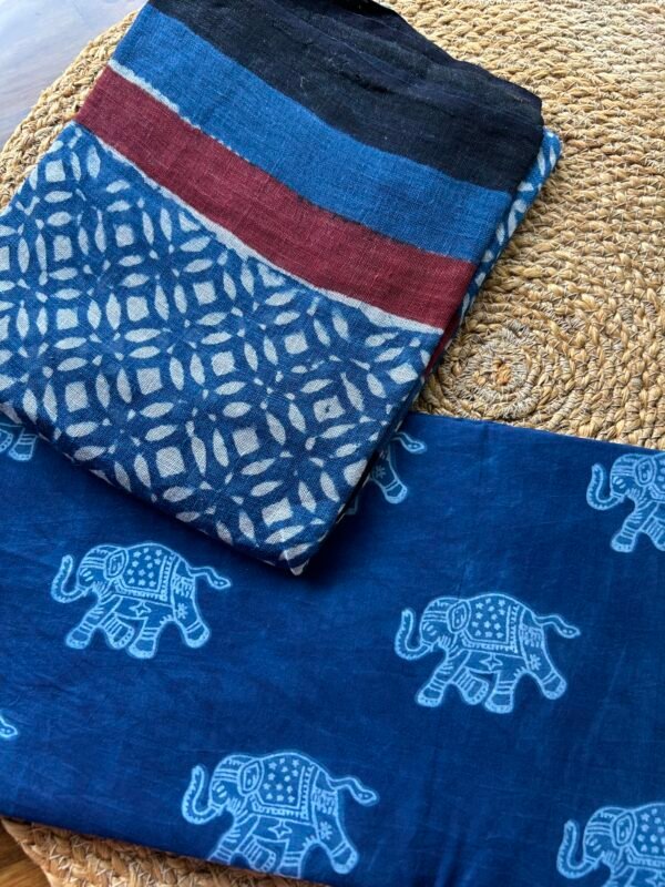 IMG_4943 INDIGO HAND BLOCK PRINTED TOP AND LINEN DUPATTA - Image 4