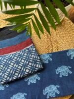 INDIGO HAND BLOCK PRINTED TOP AND LINEN DUPATTA - Image 3
