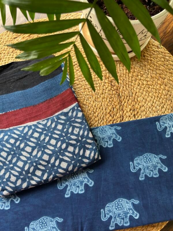 IMG_4944 INDIGO HAND BLOCK PRINTED TOP AND LINEN DUPATTA - Image 3
