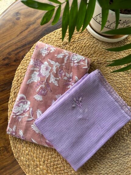 HANDBLOCK PRINTED TOP AND KOTA DUPATTA