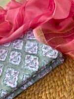 PRINTED COTTON TOP AND ORGANZA DUPATTA - Image 4