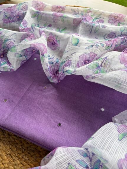 MUL CHANDERI SILK TOP AND KOTA PRINTED DUPATTA