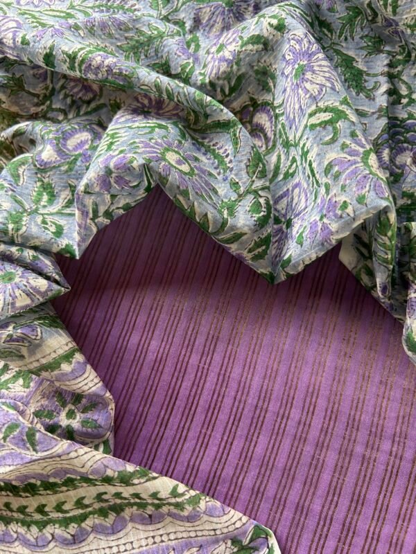 IMG_6067 CHANDERI ZARI STRIPES TOP AND CHANDERI PRINTED DUPATTA - Image 1