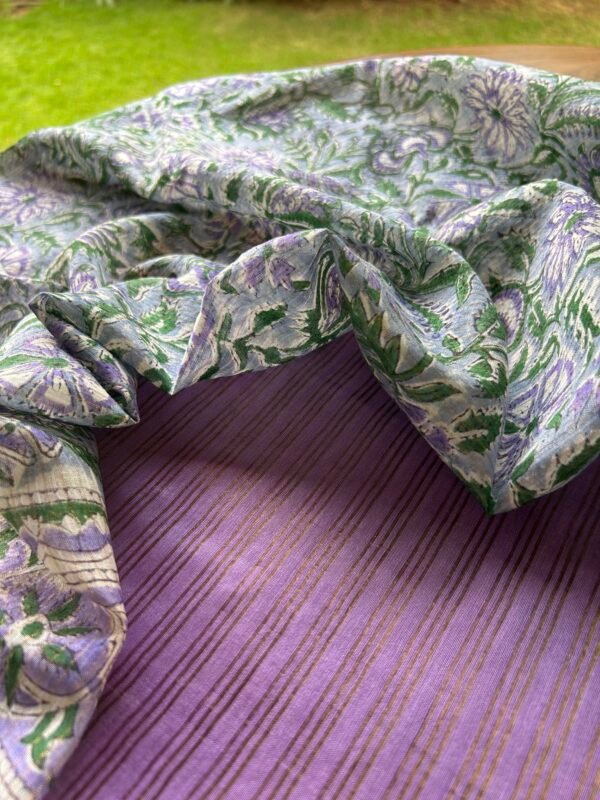 IMG_6071 CHANDERI ZARI STRIPES TOP AND CHANDERI PRINTED DUPATTA - Image 2