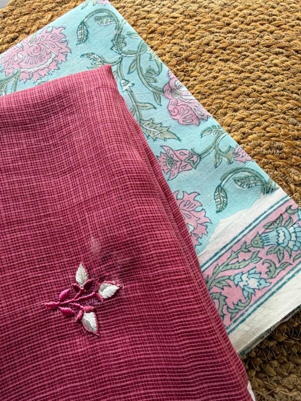 IMG_6840 2 HANDBLOCK PRINTED TOP AND KOTA EMBROIDED DUPATTA - Image 2