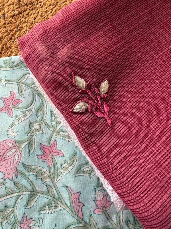 IMG_6841 2 HANDBLOCK PRINTED TOP AND KOTA EMBROIDED DUPATTA - Image 4