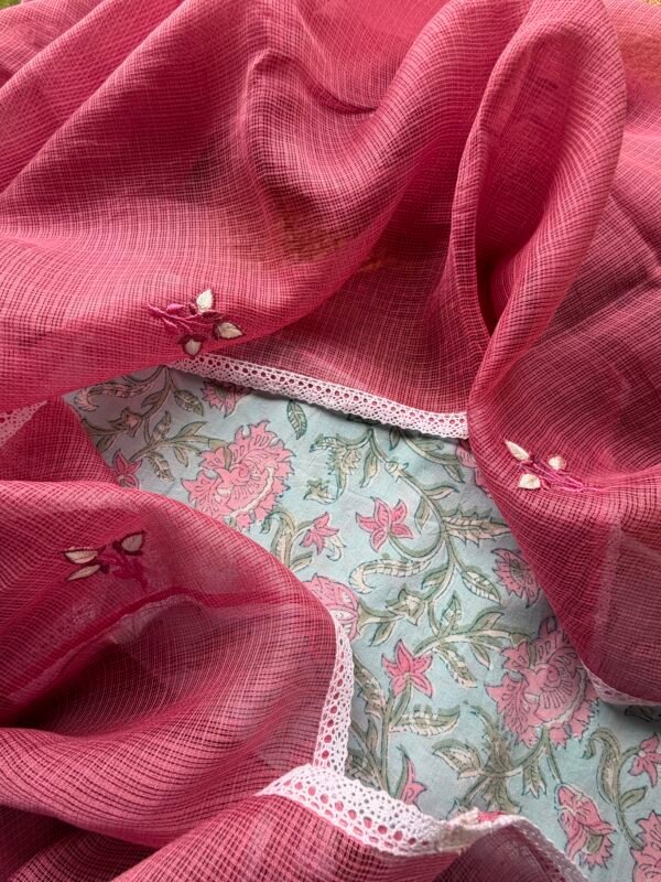 IMG_6843 2 HANDBLOCK PRINTED TOP AND KOTA EMBROIDED DUPATTA - Image 1