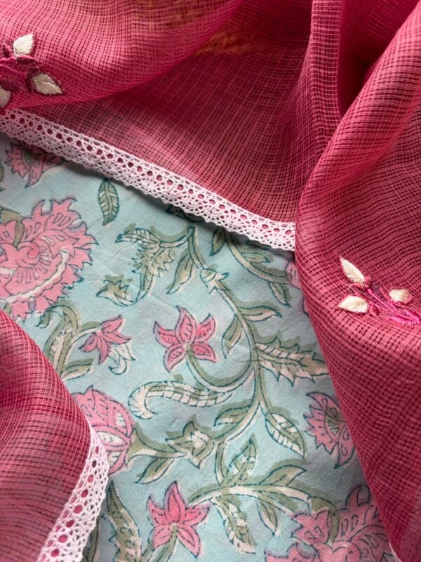 IMG_6845 2 HANDBLOCK PRINTED TOP AND KOTA EMBROIDED DUPATTA - Image 5