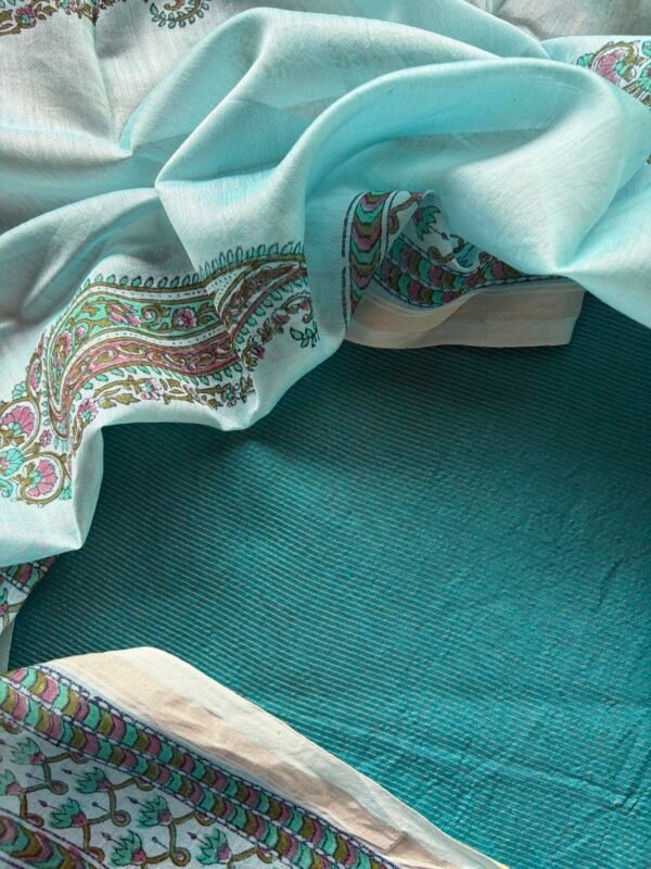 IMG_6913 CHANDERI ZARI STRIPES TOP AND CHANDERI PRINTED DUPATTA - Image 3