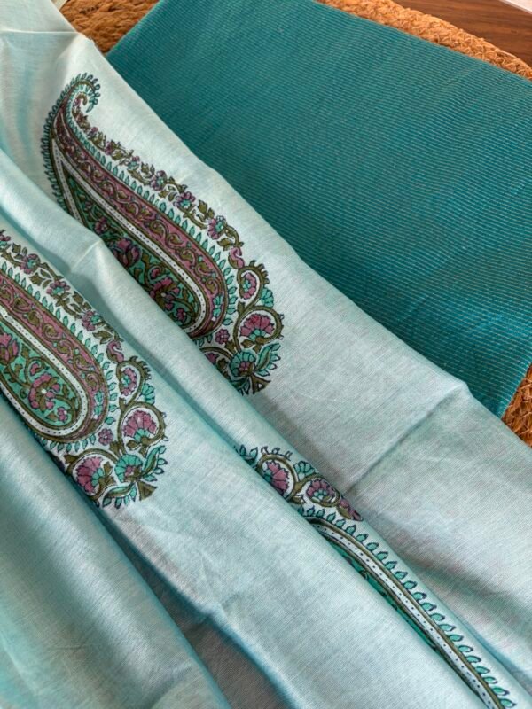 IMG_6918 CHANDERI ZARI STRIPES TOP AND CHANDERI PRINTED DUPATTA - Image 1