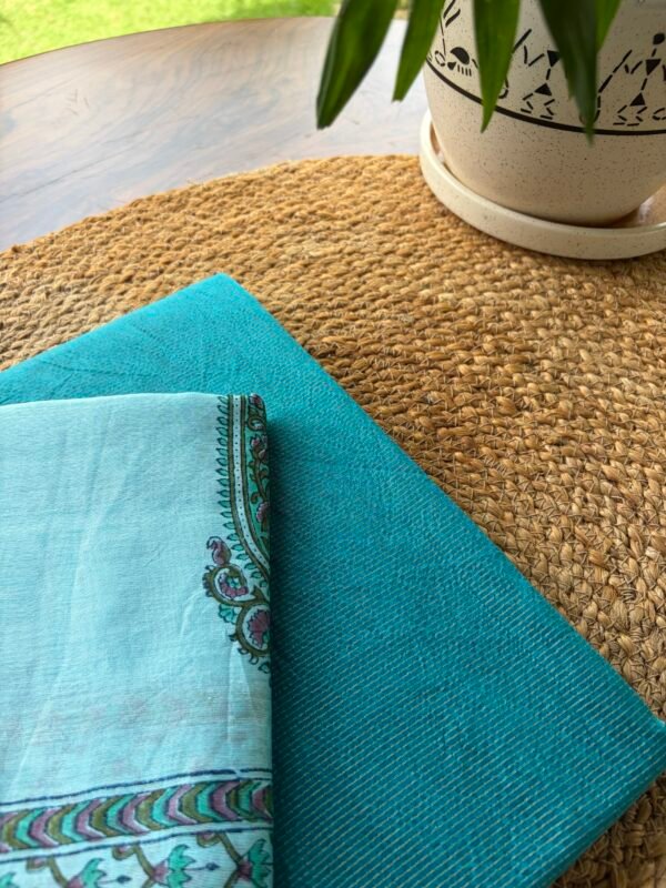 IMG_6920 CHANDERI ZARI STRIPES TOP AND CHANDERI PRINTED DUPATTA - Image 2