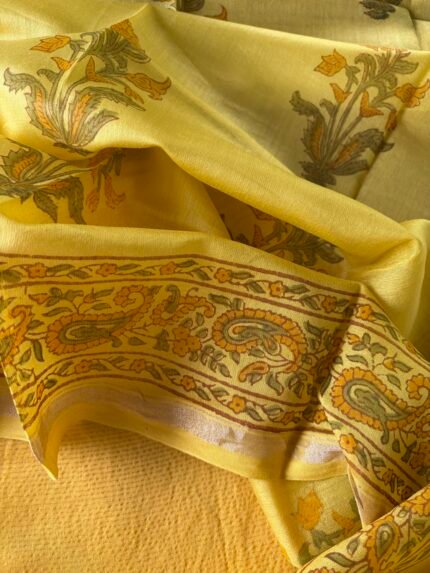 CHANDERI ZARI STRIPES TOP AND CHANDERI PRINTED DUPATTA