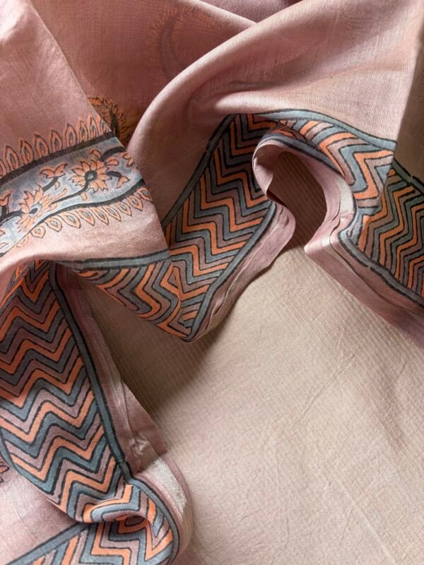 CHANDERI ZARI STRIPES TOP AND CHANDERI PRINTED DUPATTA - Image 2