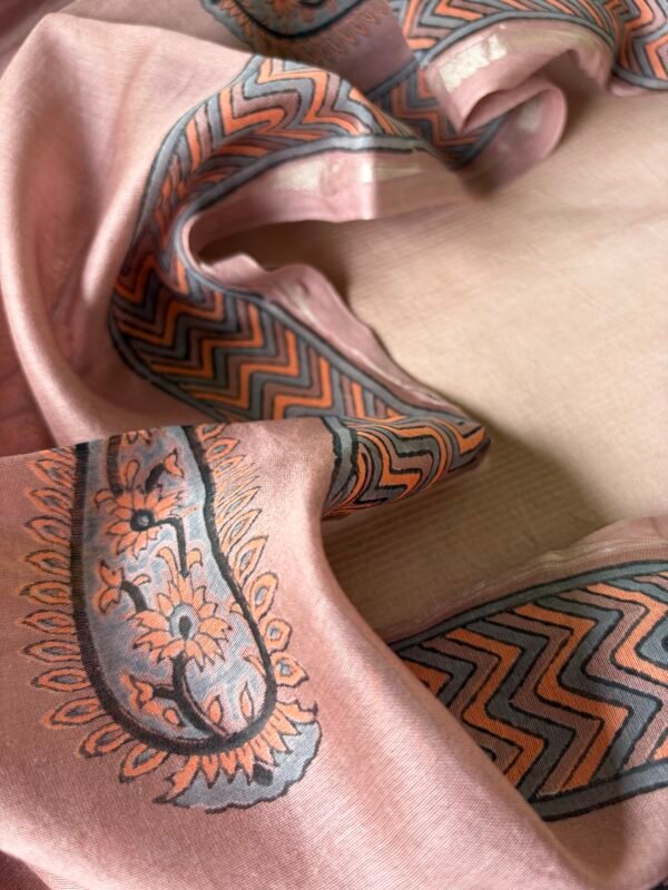 CHANDERI ZARI STRIPES TOP AND CHANDERI PRINTED DUPATTA - Image 4