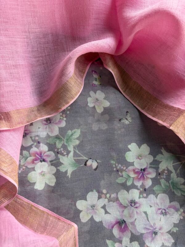 PRINTED SILK COTTON TOP AND LINEN DUPATTA - Image 4