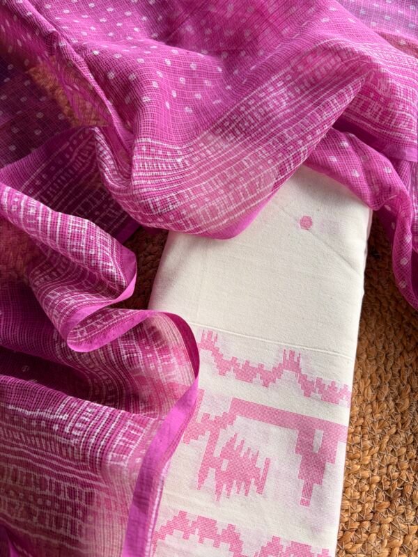 COTTON JAMDHANI WEAVE TOP AND KOTA COTTON HANDBLOCK PRINTED DUPATTA - Image 5