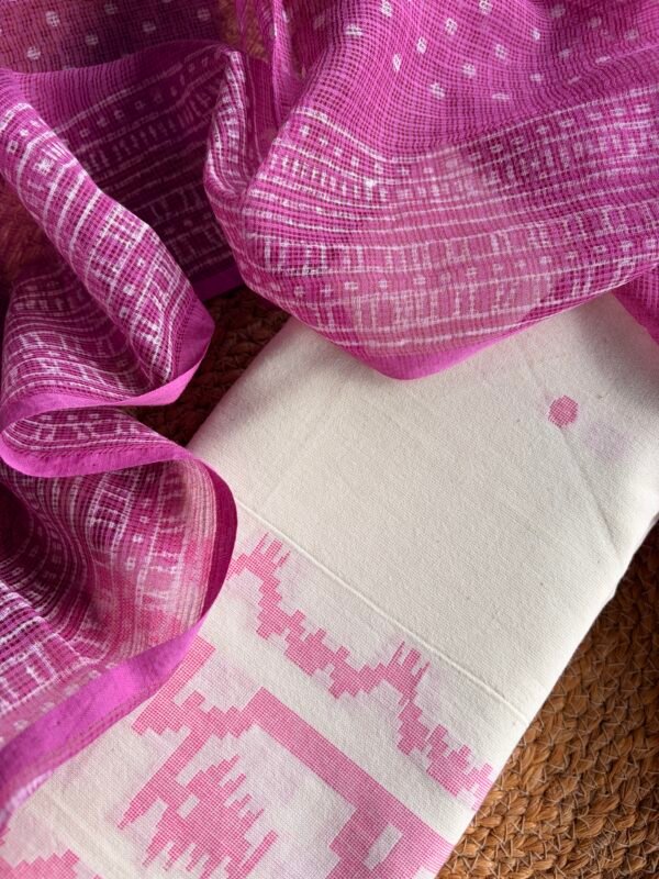 COTTON JAMDHANI WEAVE TOP AND KOTA COTTON HANDBLOCK PRINTED DUPATTA - Image 1