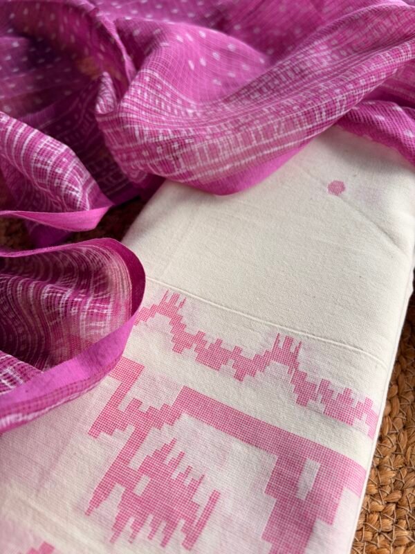 COTTON JAMDHANI WEAVE TOP AND KOTA COTTON HANDBLOCK PRINTED DUPATTA - Image 3