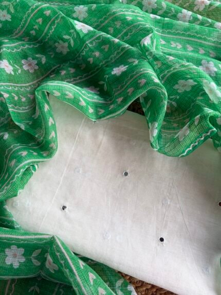 MUL CHANDERI SILK TOP AND KOTA PRINTED DUPATTA