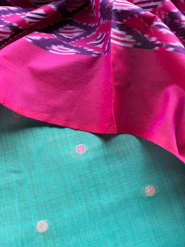 PURE CHANDERI SILK COTTON TOP AND IKAT DUPATTA - Image 1