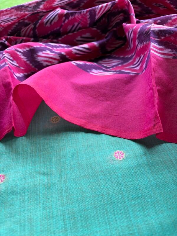 PURE CHANDERI SILK COTTON TOP AND IKAT DUPATTA - Image 5