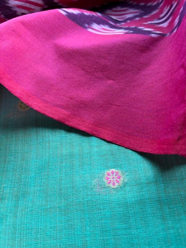 PURE CHANDERI SILK COTTON TOP AND IKAT DUPATTA - Image 3