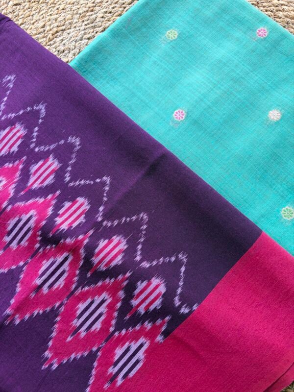 PURE CHANDERI SILK COTTON TOP AND IKAT DUPATTA - Image 4