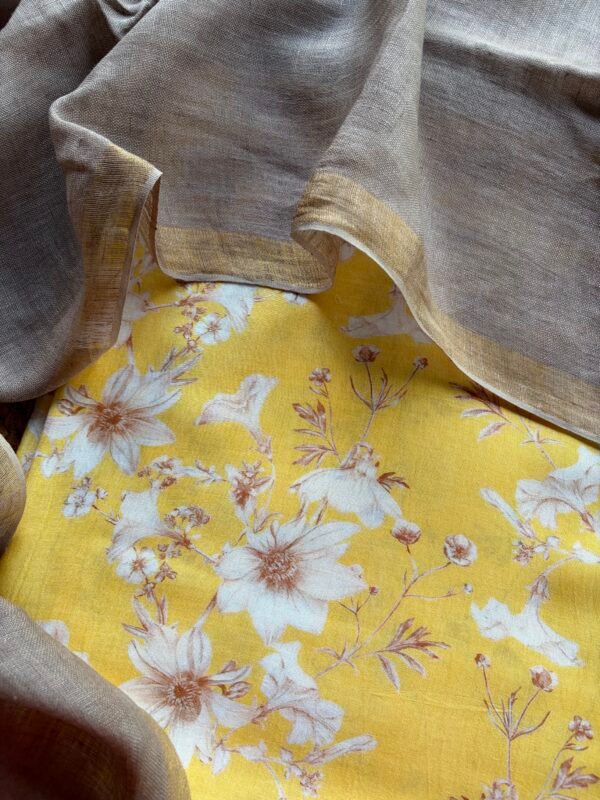 PRINTED SILK COTTON TOP AND LINEN DUPATTA - Image 6