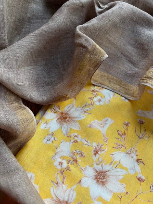 PRINTED SILK COTTON TOP AND LINEN DUPATTA - Image 5