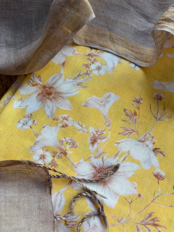 PRINTED SILK COTTON TOP AND LINEN DUPATTA - Image 3