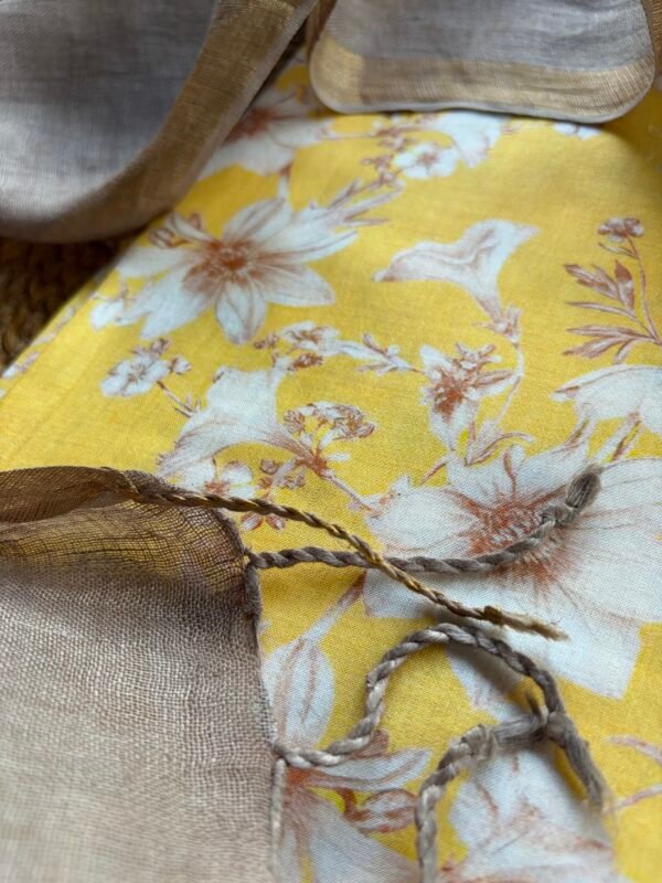 PRINTED SILK COTTON TOP AND LINEN DUPATTA - Image 1