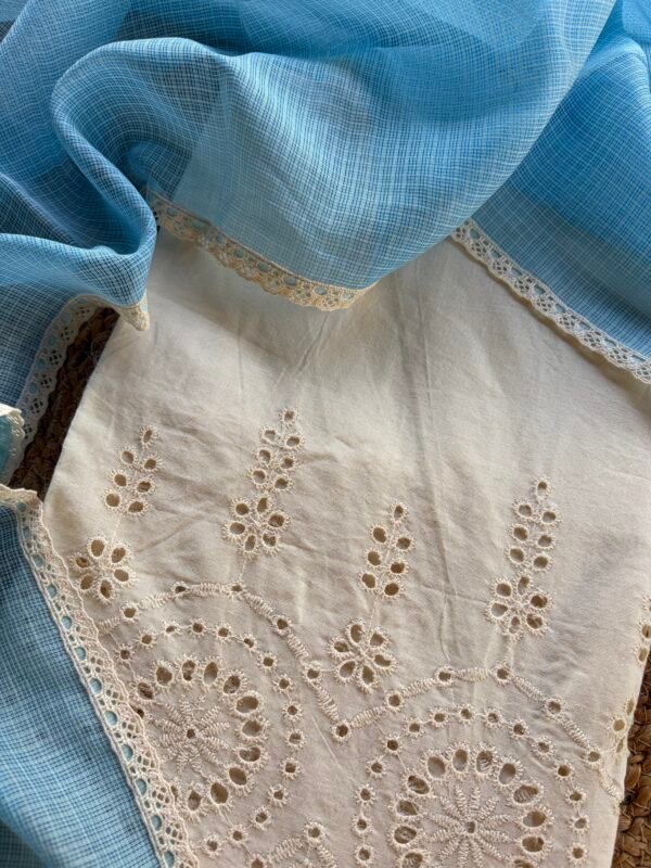 COTTON HAKOBA TOP AND KOTA COTTON DUPATTA WITH LACE - Image 4