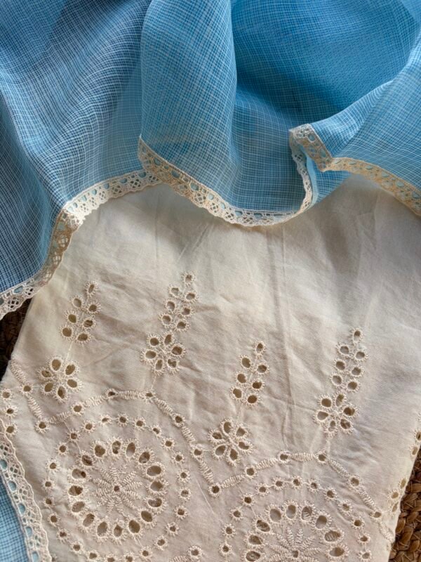 COTTON HAKOBA TOP AND KOTA COTTON DUPATTA WITH LACE - Image 2