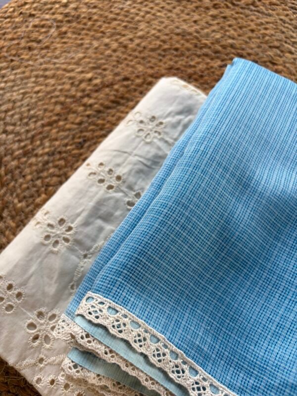 COTTON HAKOBA TOP AND KOTA COTTON DUPATTA WITH LACE - Image 5