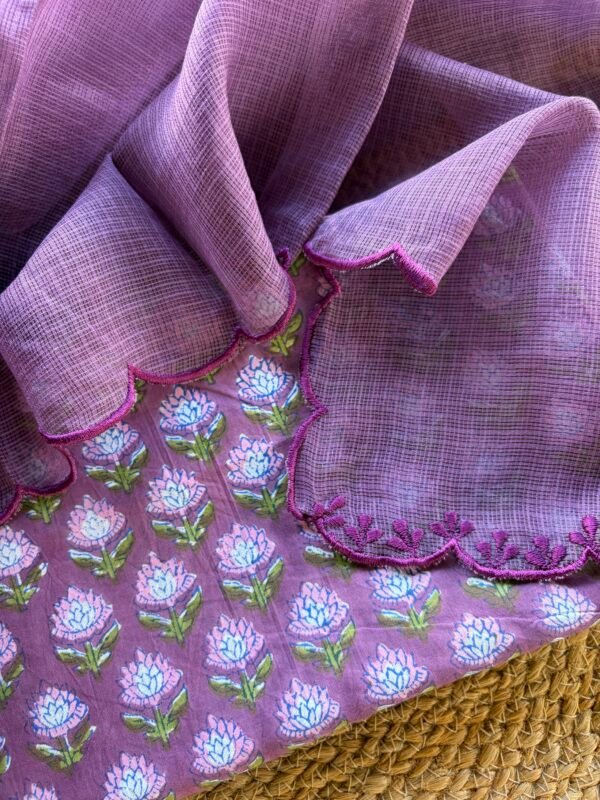 HANDBLOCK PRINTED TOP AND KOTA DUPATTA - Image 5