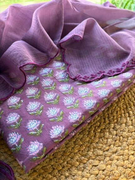 HANDBLOCK PRINTED TOP AND KOTA DUPATTA