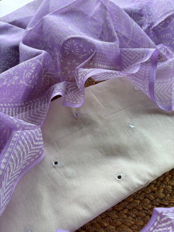 MUL CHANDERI TOP AND KOTA HAND BLOCK PRINTED DUPATTA - Image 3