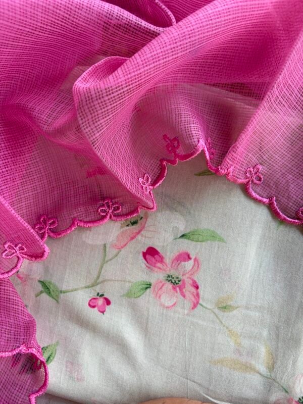 SILK COTTON TOP WITH KOTA EMBROIDED DUPATTA AND COTTON BOTTOM - Image 2