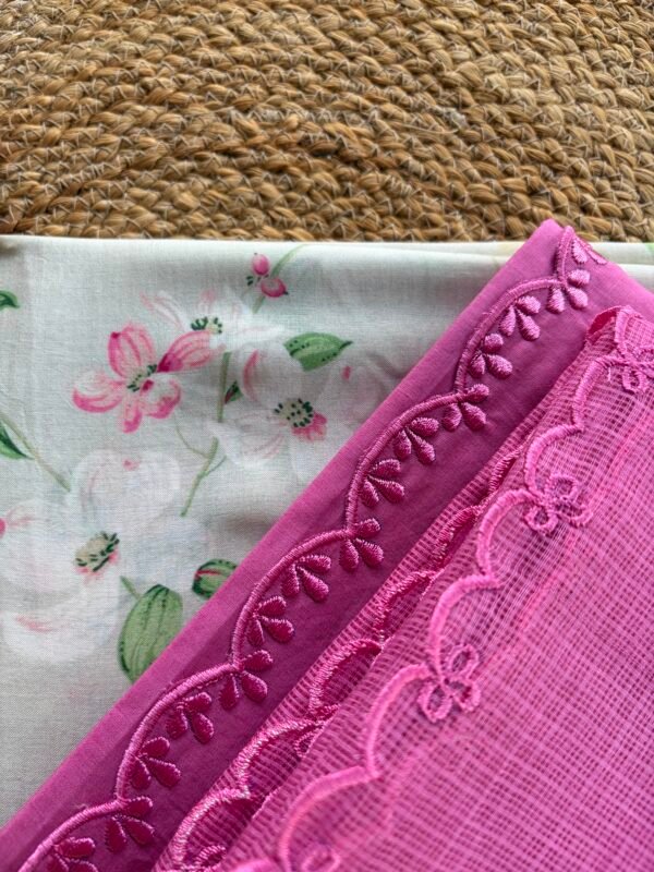 SILK COTTON TOP WITH KOTA EMBROIDED DUPATTA AND COTTON BOTTOM - Image 5