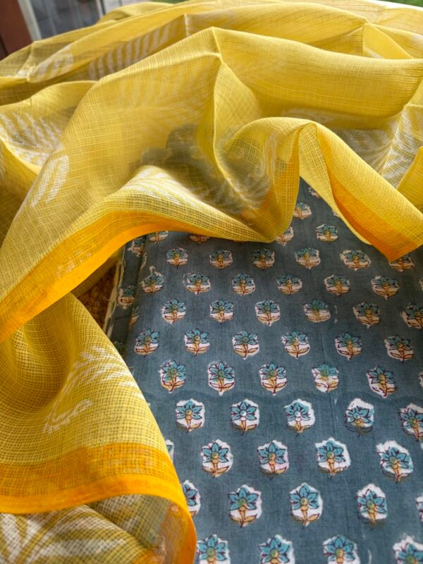 HANDBLOCK PRINTED TOP AND KOTA DUPATTA - Image 7