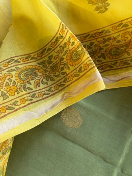 CHANDERI SILK TOP AND CHANDERI SILK HANDBLOCK PRINTED DUPATTA