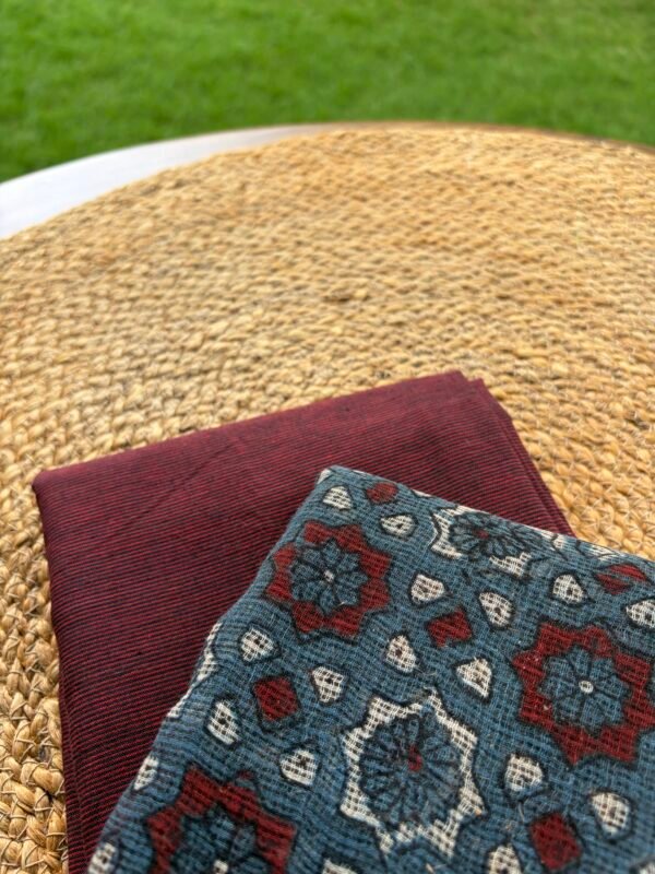 COTTON TOP AND AJRAK HANDBLOCK PRINTED KOTA DUPATTA - Image 1