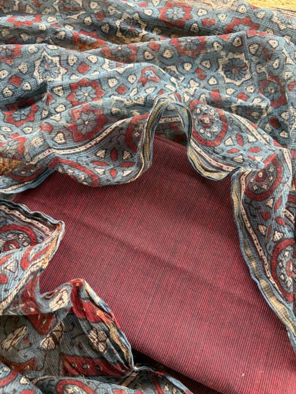 COTTON TOP AND AJRAK HANDBLOCK PRINTED KOTA DUPATTA - Image 5