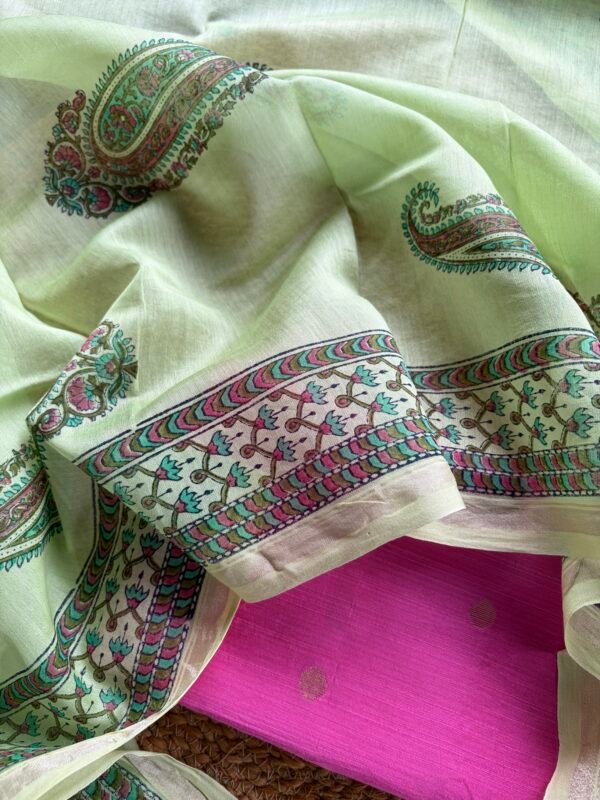 SILK TOP AND CHANDERI SILK HANDBLOCK PRINTED DUPATTA - Image 4