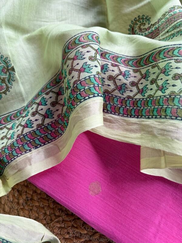 SILK TOP AND CHANDERI SILK HANDBLOCK PRINTED DUPATTA - Image 1