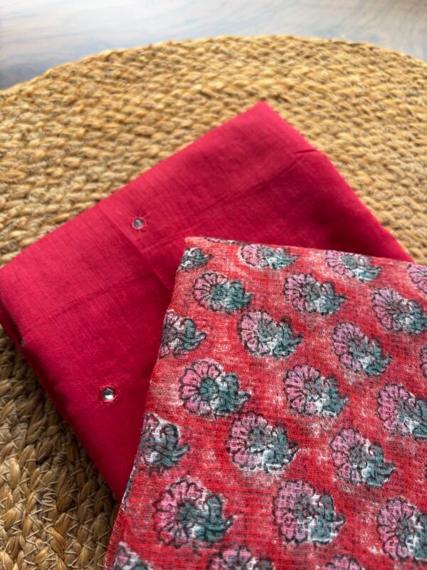 MUL CHANDERI TOP AND KOTA HAND BLOCK PRINTED DUPATTA - Image 2